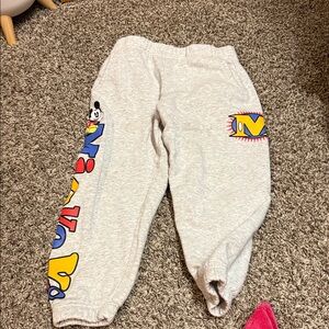 Disney Kids Light Gray Sweatpants with Colorful Graphics size 5/6